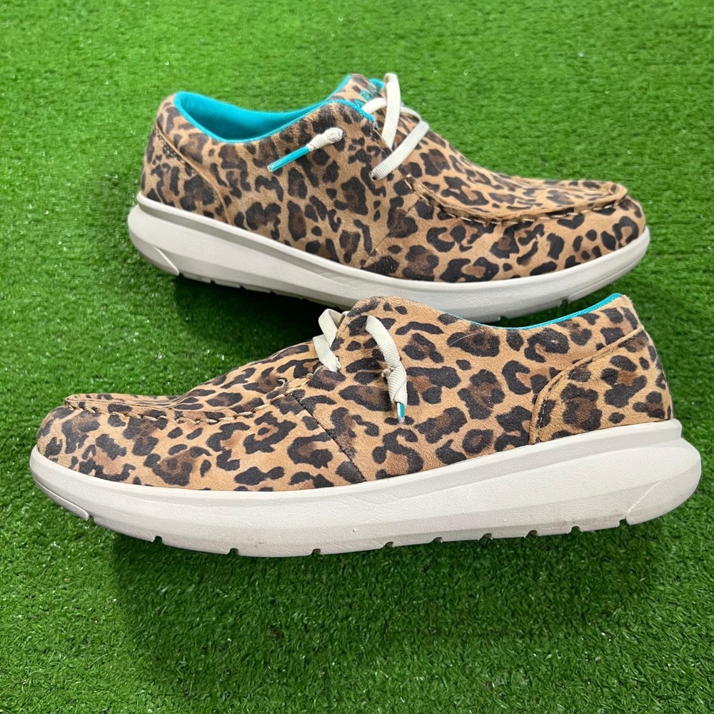 Ariat Hilo Lively Leopard Slip On Shoes Womens 9.5 Brown Turquoise 10044587